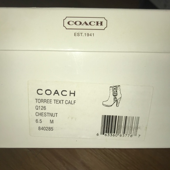 Coach Womens Torree Calf Brown Leather Boots Gold Buckle Sz 6.5 - Picture 4 of 4